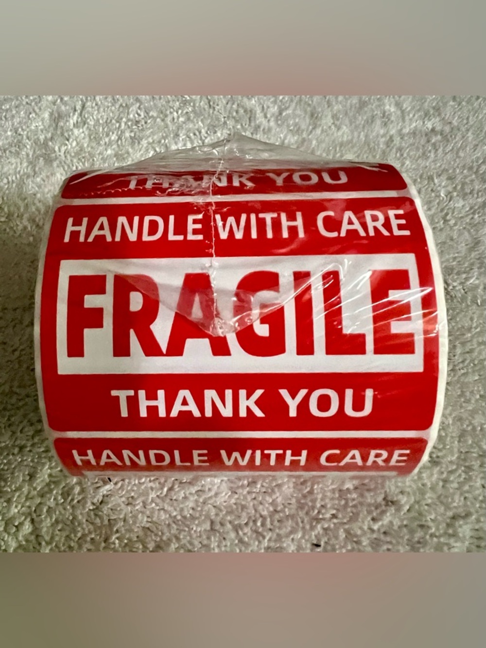 Fragile Handle With Care Stickers, 2” x 3”, 500 per Roll, Peel and Stick